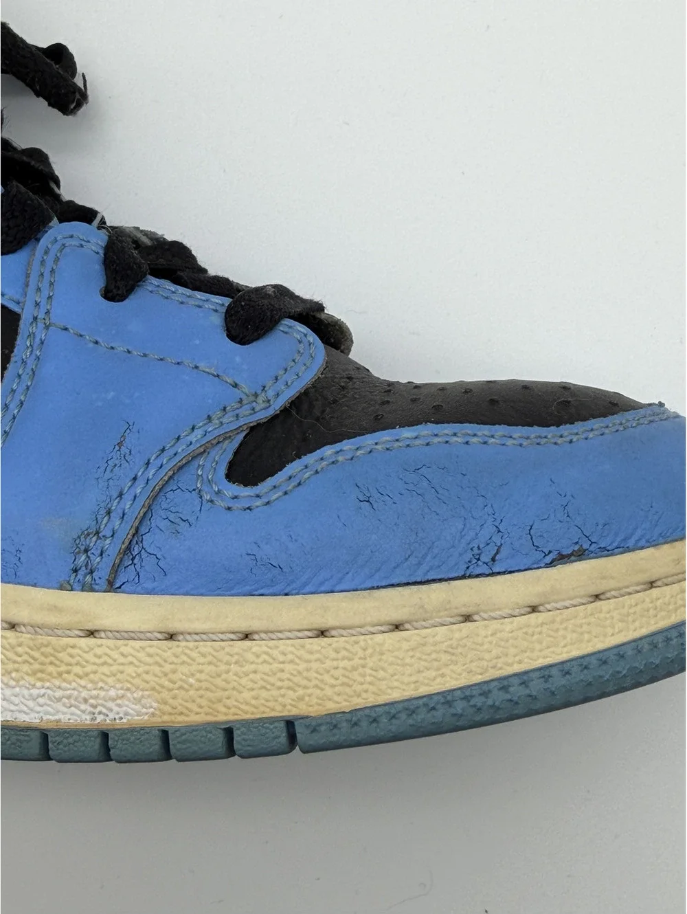 Nike Air Jordan 1 Mid GS Black Blue Basketball Shoes Size 6Y